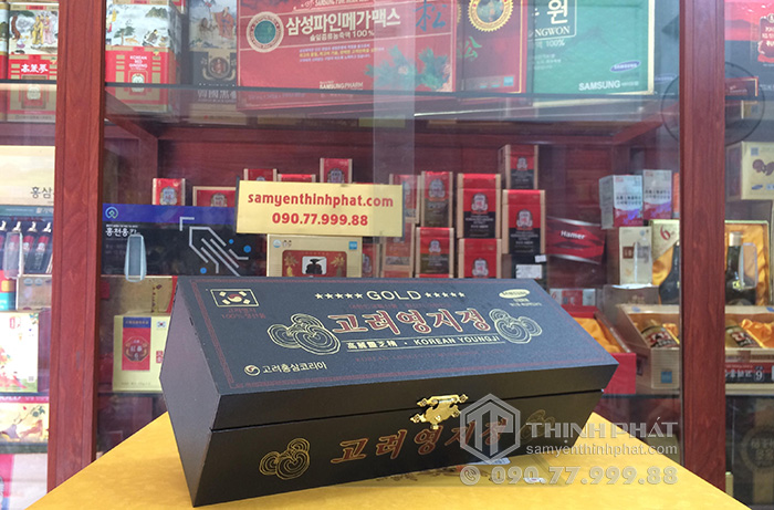 Cao linh chi núi Hàn Quốc cao cấp hộp gỗ đen 3 lọ x 120g gold