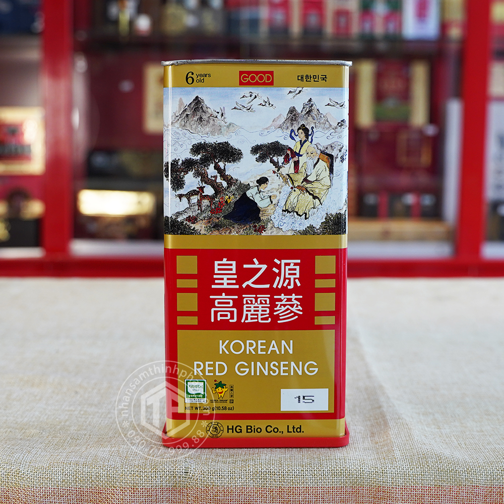 Hồng sâm củ khô hộp thiếc HG Bio 300g 10 củ Chính hãng Hàn Quốc