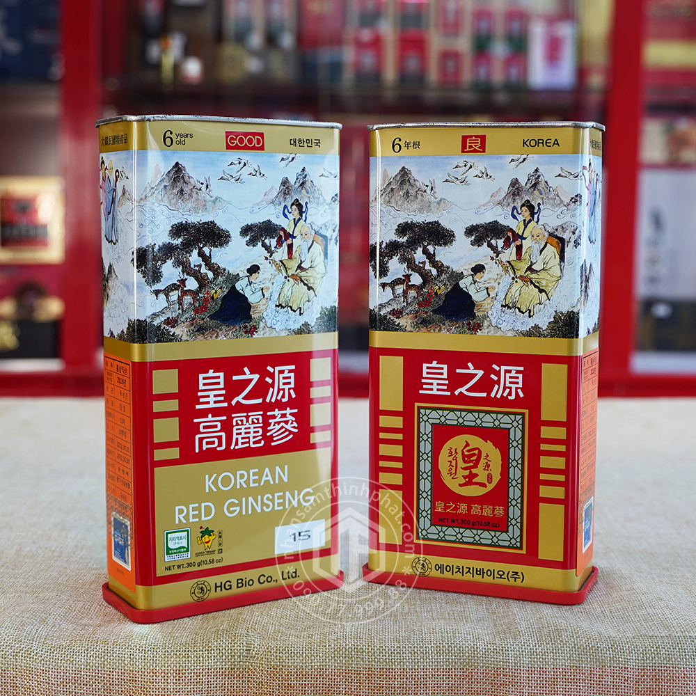 Hồng sâm củ khô hộp thiếc HG Bio 300g 10 củ Chính hãng Hàn Quốc
