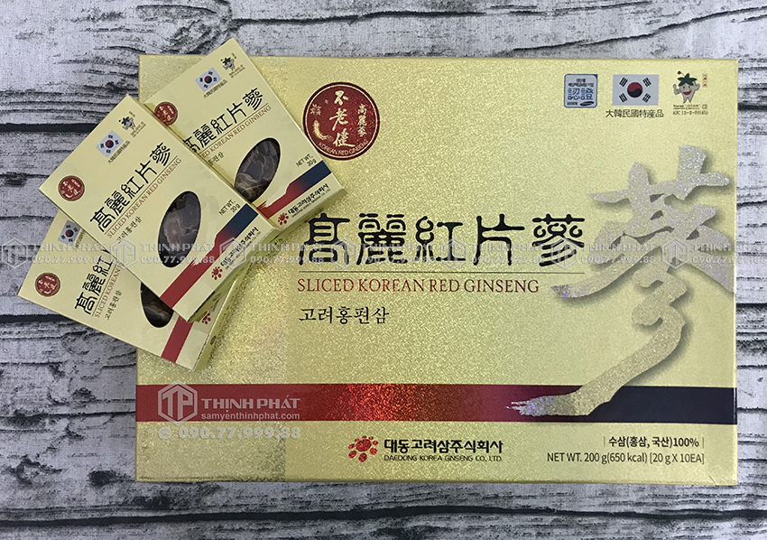 Hồng sâm khô thái lát Daedong Hàn Quốc 200g 10 hộp nhỏ