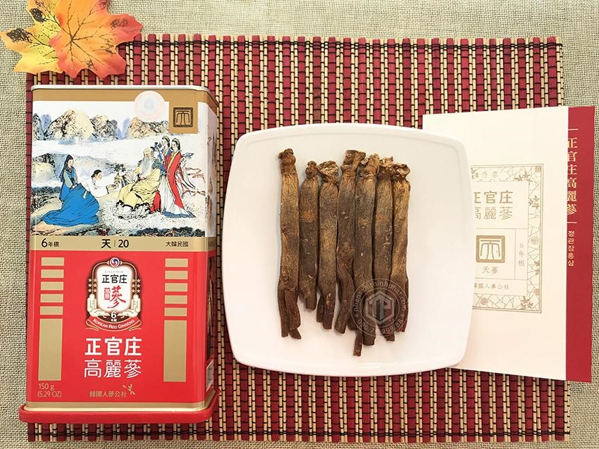 Thiên sâm chính phủ KGC Jung Kwan Jang thượng hạng Heaven 150g 20PCS 7 củ