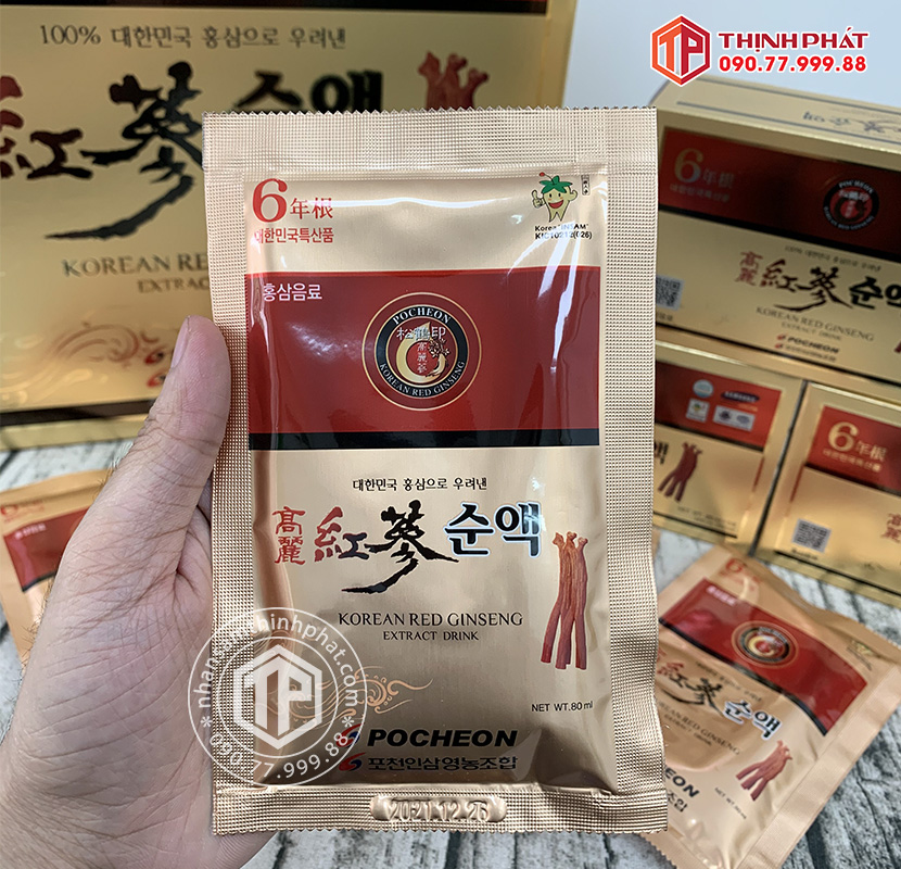 Nước hồng sâm Hàn Quốc cao cấp Pocheon 100% hộp 30 gói